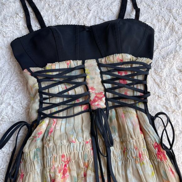 SOLD VDP Collection Italy silk lace-up corset fairy grunge dress goth whimsigoth - Picture 6 of 17